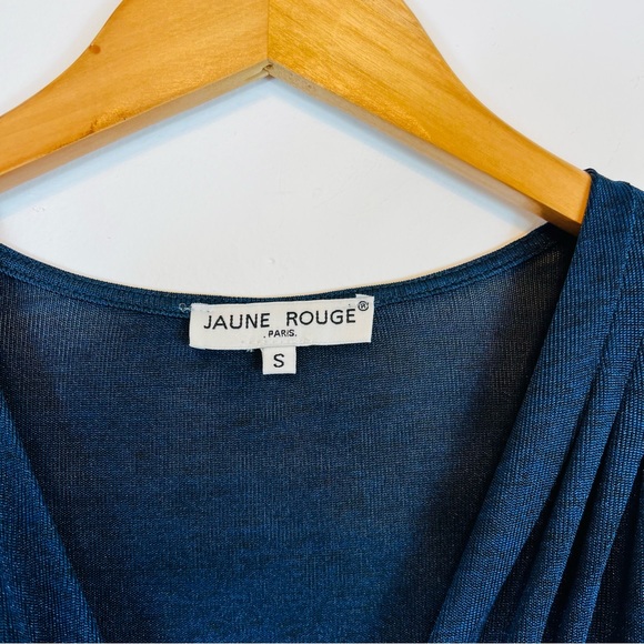 Jaune Rouge Sleeveless V-neck Asymmetrical Faux Wrap Dress - Picture 8 of 9